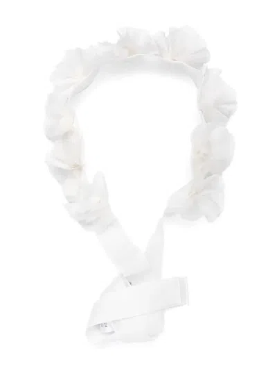 La Stupenderia Kids' Floral-appliqué Cotton Hair Band In White