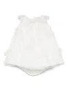 La Stupenderia Floral-appliqué Dress In White