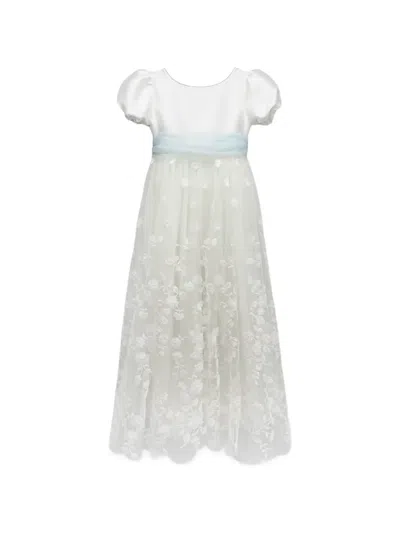 La Stupenderia Kids' Floral-appliqué Dress In White