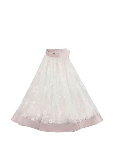 La Stupenderia Kids' Floral-detail Dress In Neutral