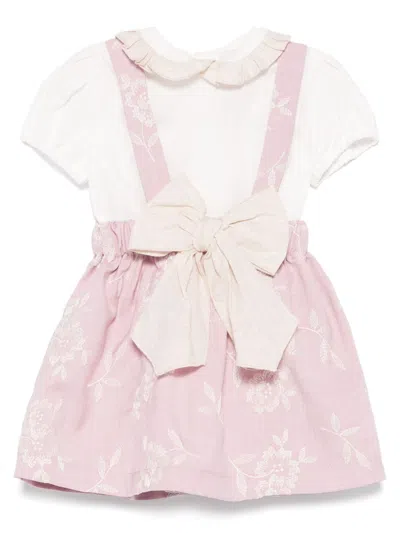 La Stupenderia Babies' Floral-embroidered Dress Set In Purple