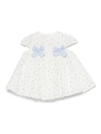 La Stupenderia Babies' Floral-embroidered Dress Set In White