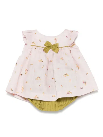 La Stupenderia Babies' Floral-embroidery Dress In Pink