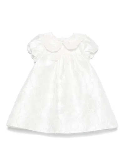 La Stupenderia Babies' Floral-jacquard Dress Set In White