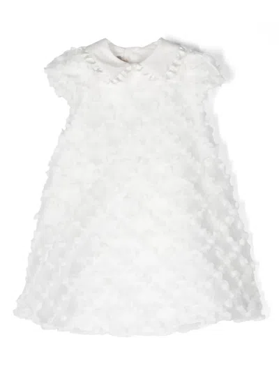 La Stupenderia Babies' Floral-lace Appliqué Dress In White