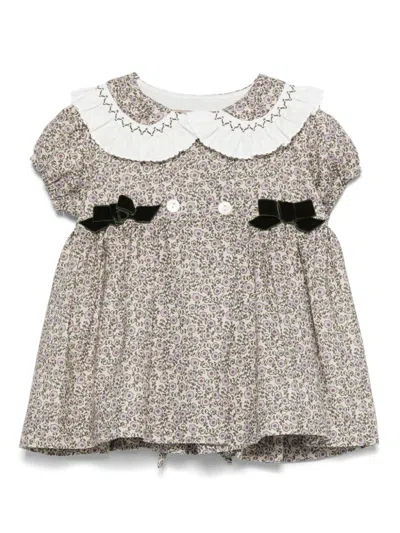 La Stupenderia Babies' Floral-print Dress In Neutrals