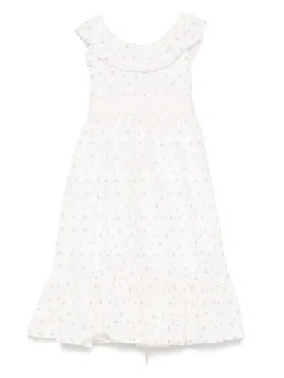 La Stupenderia Babies' Floral-print Dress In White