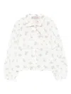 La Stupenderia Floral-print Ruffled Blouse In White
