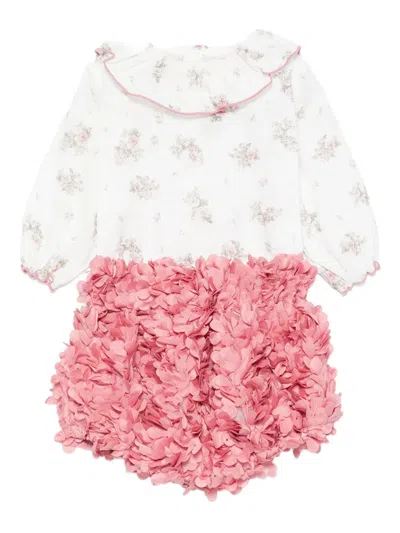 La Stupenderia Babies' Floral-print Ruffled Bodies Set (set Of Two) In White