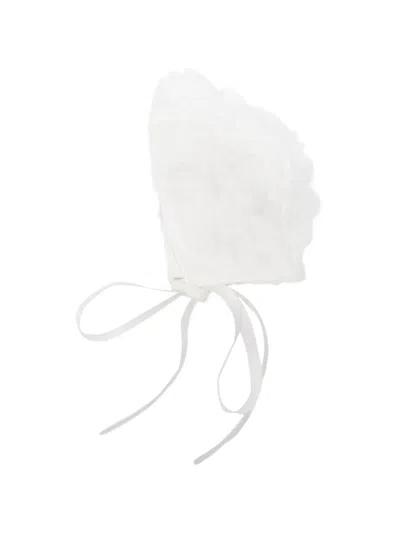 La Stupenderia Babies' Floral Tie Cap In White