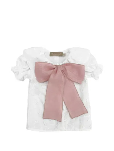 La Stupenderia Kids' Floral-embroidered Blouse In White