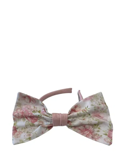 La Stupenderia Kids' Floral-print Bow Headband In Pink