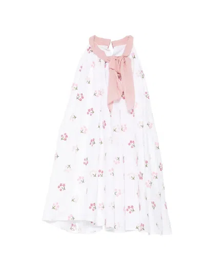 La Stupenderia Kids' Floral-print Bow-detail Dress In Multi