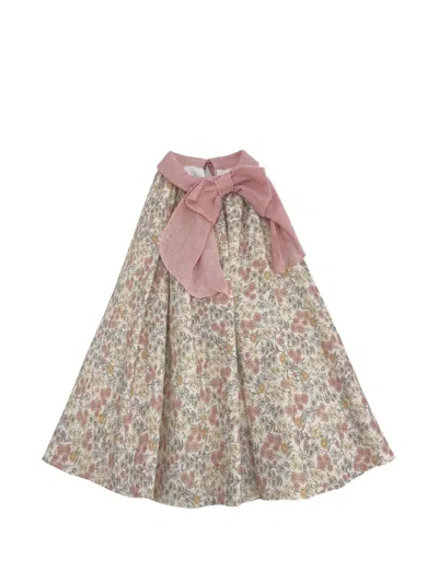 La Stupenderia Kids' Floral-print Bow-detail Dress In Multi