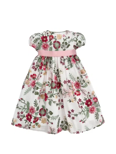 La Stupenderia Kids' Floral-print Dress In White