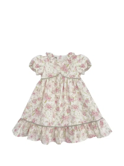 La Stupenderia Kids' Floral-print Ruffled Dress In Brown