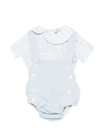 La Stupenderia Gingham Babygrow Set (set Of Two) In Blue