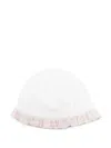 La Stupenderia Gingham-trimmed Ruffled Hat In White