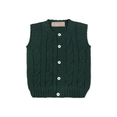 La Stupenderia Green Knit Vest For Baby Boy