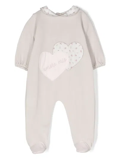 La Stupenderia Babies' Heart-patch Cotton Pajamas In Neutrals