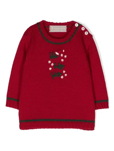 La Stupenderia Babies' Slogan-embroidered Knitted Jumper In Red