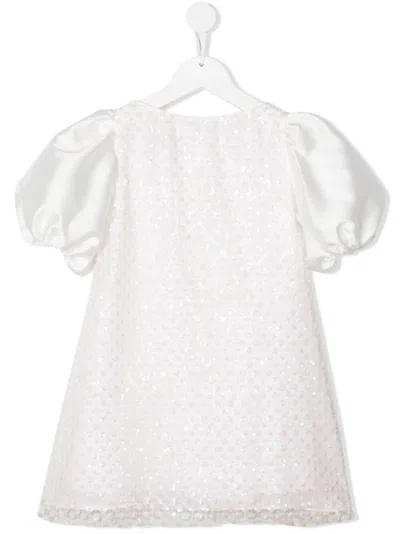 La Stupenderia Kids' Ilaria Sequined Short Dress In Neutrals