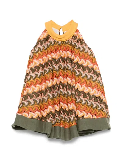 La Stupenderia Babies' Knitted Dress In Green