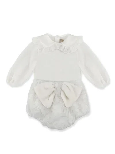 La Stupenderia Babies' Lace Collar Bow Detailing Set In White