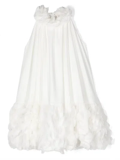 La Stupenderia Kids' Lace-detail Crepe Dress In White