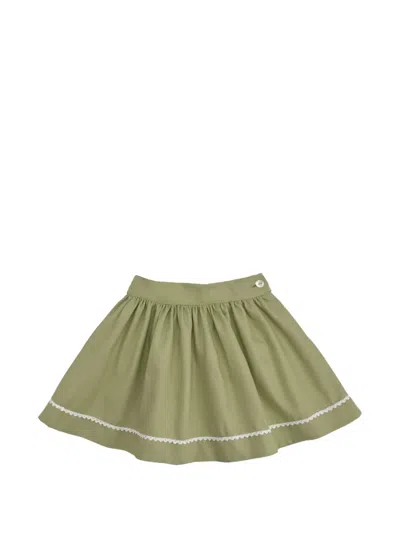 La Stupenderia Kids' Lace-trim Gathered Skirt In Green