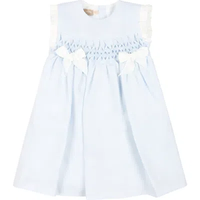 La Stupenderia Light Blue Dress For Baby Girl With Bows