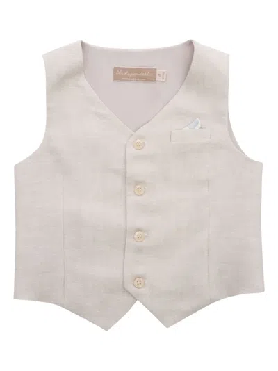 La Stupenderia Kids' Linen Waistcoat In Neutral