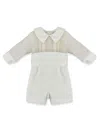 La Stupenderia Long-sleeve Cotton Romper In Neutrals