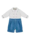 La Stupenderia Long-sleeve Velvet-effect Shorts Set In White