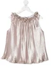 La Stupenderia Luce Metallic Pleated Blouse In Neutrals