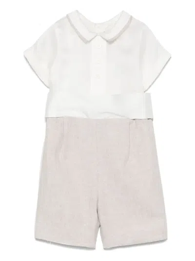 La Stupenderia Babies' Panelled Romper In Neutrals