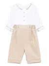 La Stupenderia Satin-trim Double-button Romper In Neutrals