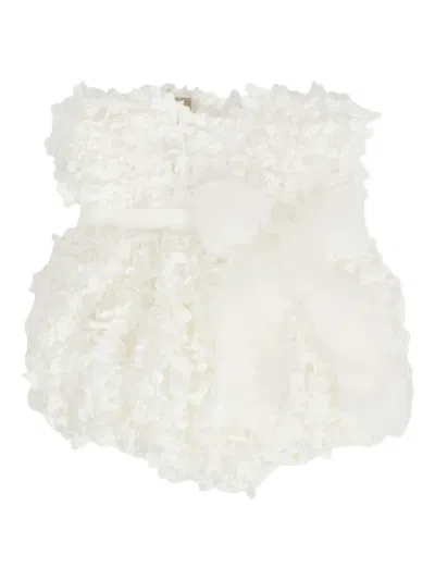 La Stupenderia Babies' Petal-embellished Bow Dress In White