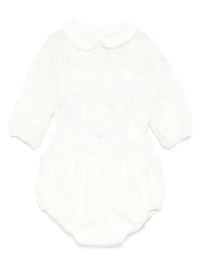 La Stupenderia Babies' Peter-pan Collar Embroidered Body In White
