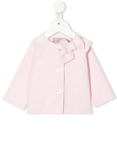 La Stupenderia Babies' Peter Pan-collar Knitted Cardigan In Pink