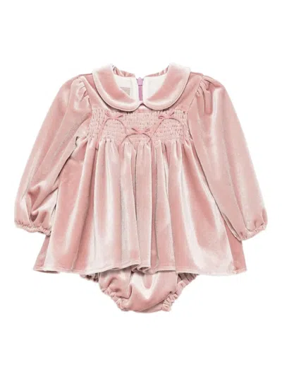 La Stupenderia Babies' Peter-pan Collar Smocked Dress In Pink