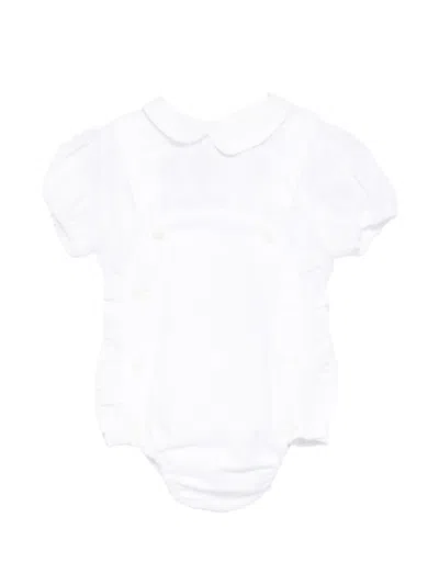 La Stupenderia Kids' Peter Pan-collar Dungarees And Top Set In White