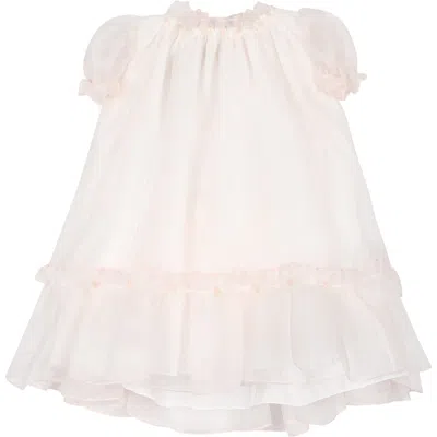 La Stupenderia Pink Dress For Baby Girl With Flowers Embroidered