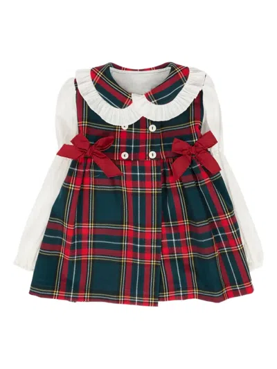 La Stupenderia Babies' Plaid-bow Dress In Red