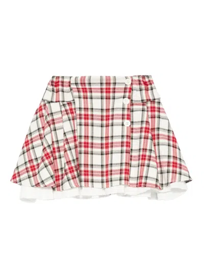 La Stupenderia Babies' Plaid Ruffled Skirt In White