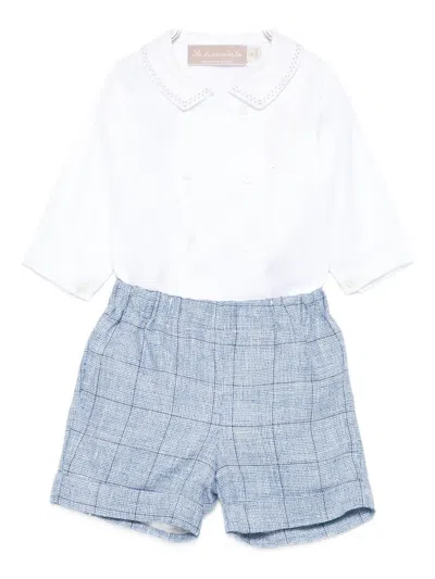 La Stupenderia Babies' Plaid Shorts (set Of Two) In White
