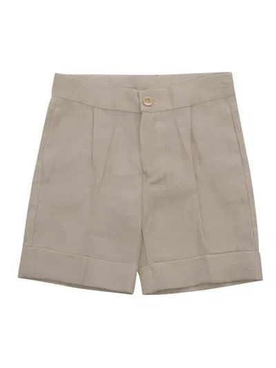La Stupenderia Kids' Pleated Cuffed Shorts In Neutral