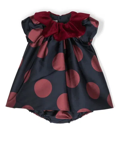 La Stupenderia Babies' Polka-dot Flared Party Dress In Blue