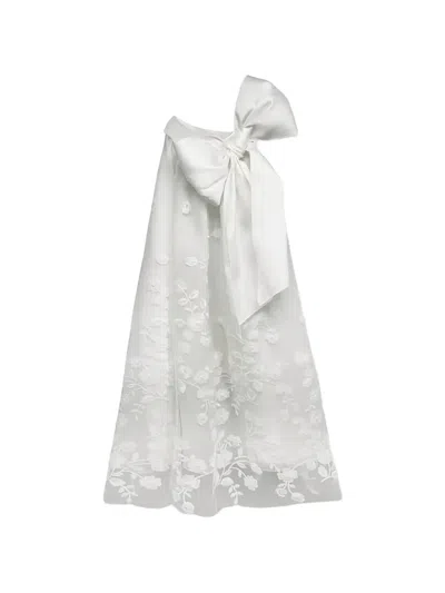 La Stupenderia Kids' Rebecca Bow Floral Dress In White