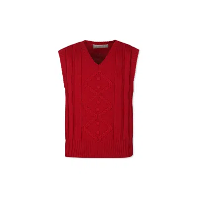 LA STUPENDERIA RED VEST SWEATER FOR GIRL